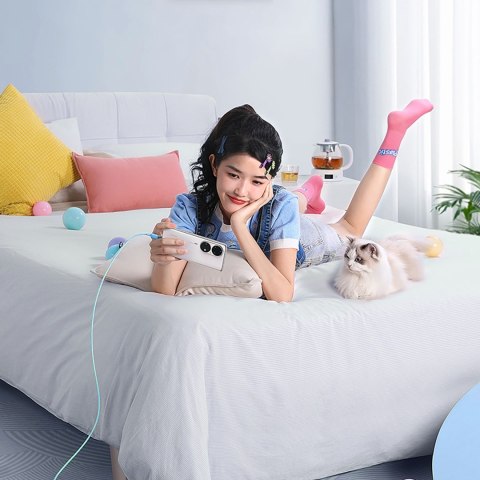 Kabel przewód Explorer z czujnikiem temperatury USB-C 100W 2m - niebieski