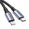 Kabel przewód Lightning - USB-C MFi 1.5 m - szary