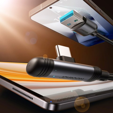 Kabel przewód kątowy USB-A USB-C 3A 1.2m - czarny Kabel przewód kątowy USB-A USB-C 3A 1.2m - czarny