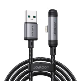 Kabel przewód kątowy USB-A iPhone Lightning 3A 1.2m - czarny