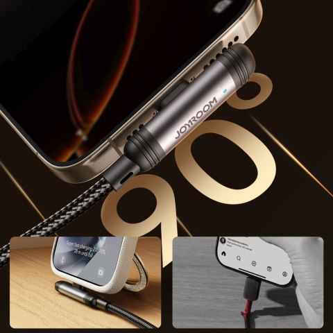 Kabel przewód kątowy USB-A iPhone Lightning 3A 1.2m - czarny Kabel przewód kątowy USB-A iPhone Lightning 3A 1.2m - czarny