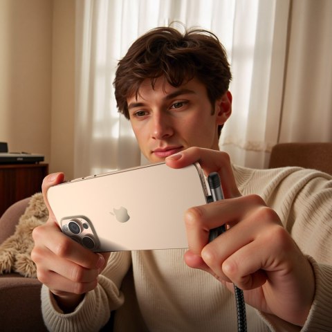 Kabel przewód kątowy USB-C - iPhone Lightning 30W 1.2m - czarny Kabel przewód kątowy USB-C - iPhone Lightning 30W 1.2m - czarny