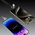 Kabel przewód spiralny 4w1 USB-A / USB-C - Lightning / USB-C - czarny Kabel przewód spiralny 4w1 USB-A / USB-C - Lightning / USB-C - czarny