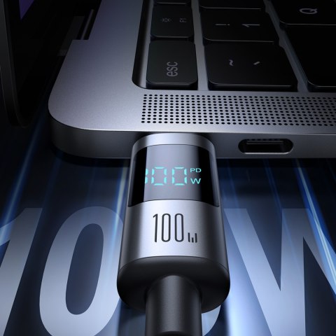 Kabel przewód z wyświetlaczem USB-C 100W 1.2m - czarny