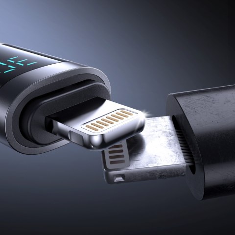 Kabel przewód z wyświetlaczem USB-C - iPhone Lightning 30W 1.2m - czarny