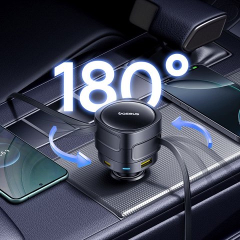 Ładowarka samochodowa ze zwijanymi kablami USB-C USB-A 90W