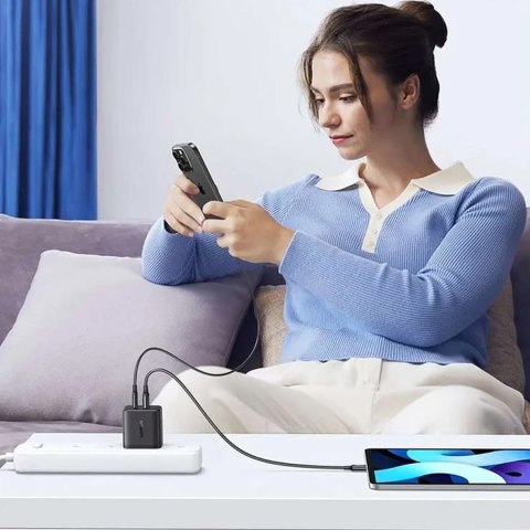 Ładowarka sieciowa X227 GaN USB-A USB-C 20W - czarna