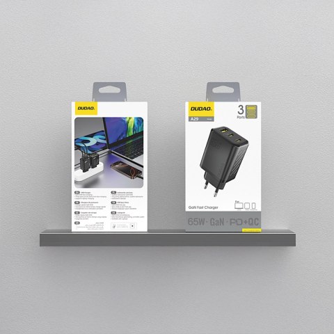 Ładowarka sieciowa A29 GaN USB-C USB-A 65W - czarna Ładowarka sieciowa A29 GaN USB-C USB-A 65W - czarna