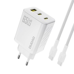 Ładowarka sieciowa GaN z kablem USB-C 1m 65W -biała