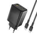 Ładowarka sieciowa GaN z kablem USB-C 1m 65W - czarna Ładowarka sieciowa GaN z kablem USB-C 1m 65W - czarna