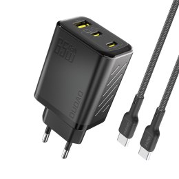 Ładowarka sieciowa GaN z kablem USB-C 1m 65W - czarna