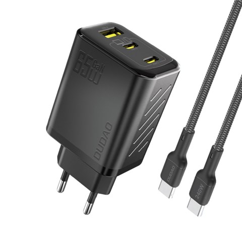 Ładowarka sieciowa GaN z kablem USB-C 1m 65W - czarna Ładowarka sieciowa GaN z kablem USB-C 1m 65W - czarna