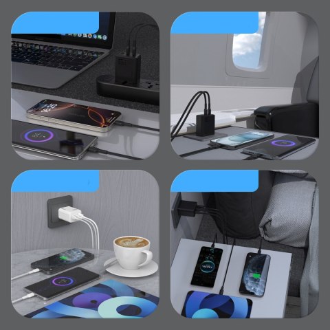 Ładowarka sieciowa GaN z kablem USB-C 1m 65W - czarna Ładowarka sieciowa GaN z kablem USB-C 1m 65W - czarna