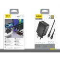 Ładowarka sieciowa GaN z kablem USB-C 1m 65W - czarna Ładowarka sieciowa GaN z kablem USB-C 1m 65W - czarna