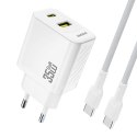 Ładowarka sieciowa z kablem USB-C 1m 35W - biała Ładowarka sieciowa z kablem USB-C 1m 35W - biała