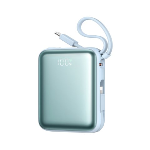 Powerbank 10000mAh 22.5W z wbudowanymi kablami - niebieski