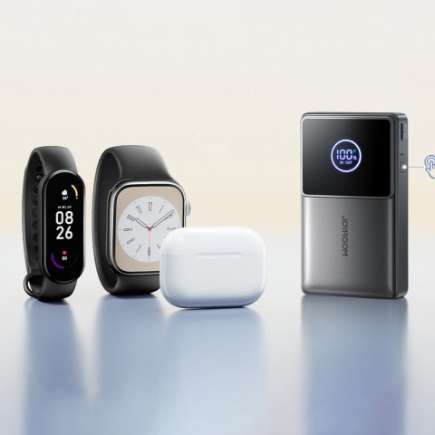 Powerbank 10000mAh 22.5W ze zwijanym kablem USB-C - czarny