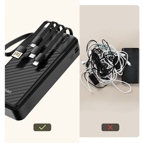 Powerbank K11 Pro 20000mAh z wbudowanymi kablami - czarny Powerbank K11 Pro 20000mAh z wbudowanymi kablami - czarny