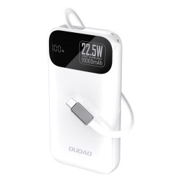Powerbank K31 10000 mAh 22.5W PD z wbudowanym kablem - biały