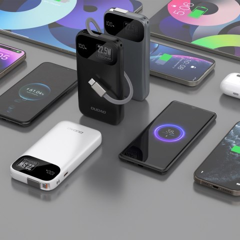 Powerbank K31 10000 mAh 22.5W PD z wbudowanym kablem - czarny Powerbank K31 10000 mAh 22.5W PD z wbudowanym kablem - czarny