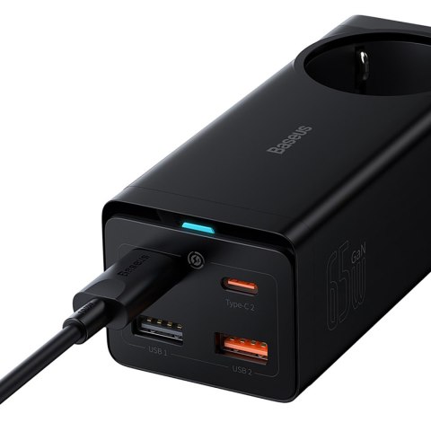Stacja ładująca przedłużacz GaN3 USB-C USB-A gniazdo EU z kablem USB-C 100W 1m Stacja ładująca przedłużacz GaN3 USB-C USB-A gniazdo EU z kablem USB-C 100W 1m