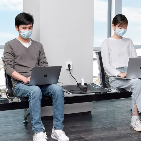 Stacja ładująca przedłużacz GaN3 USB-C USB-A gniazdo EU z kablem USB-C 100W 1m Stacja ładująca przedłużacz GaN3 USB-C USB-A gniazdo EU z kablem USB-C 100W 1m