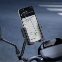 Uchwyt motocyklowy z amortyzacją na telefon do lusterka - czarny Uchwyt motocyklowy z amortyzacją na telefon do lusterka - czarny