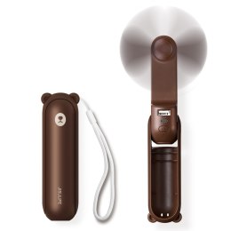 Wiatrak przenośny mini wentylator powerbank latarka USB-A USB-C 4500mAh - brązowy