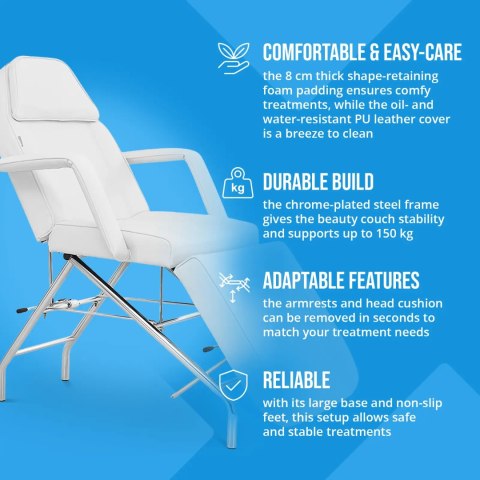 Fotel kosmetyczny do masażu tatuażu SPA MATERA - biały Fotel kosmetyczny do masażu tatuażu SPA MATERA - biały