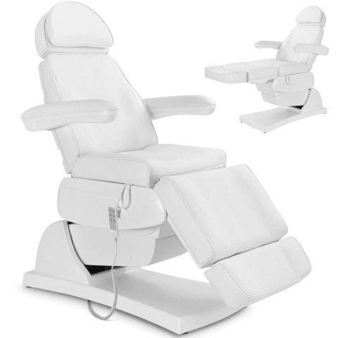 Fotel kosmetyczny do tatuażu masażu spa elektryczny 3 silniki 200 W LATINA - biały Fotel kosmetyczny do tatuażu masażu spa elektryczny 3 silniki 200 W LATINA - biały