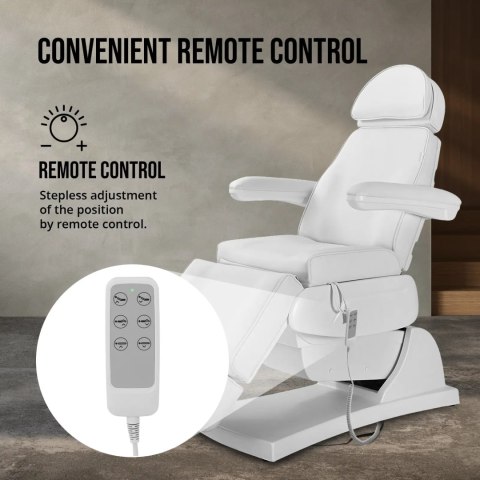 Fotel kosmetyczny do tatuażu masażu spa elektryczny 3 silniki 200 W LATINA - biały Fotel kosmetyczny do tatuażu masażu spa elektryczny 3 silniki 200 W LATINA - biały