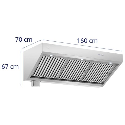 Okap pochłaniacz gastronomiczny z silnikiem oświetleniem STAL 160 cm 1500m3/h 250 W