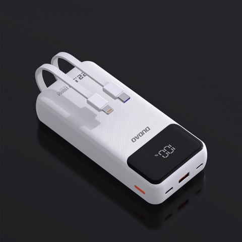 Powerbank 20000mAh 22.5W PD USB-C USB-A z wbudowanymi kablami iPhone Lightning USB-C - biały Powerbank 20000mAh 22.5W PD USB-C USB-A z wbudowanymi kablami iPhone Lightning USB-C - biały