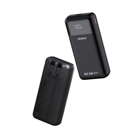 Powerbank 20000mAh 22.5W PD USB-C USB-A z wbudowanymi kablami iPhone Lightning USB-C - czarny Powerbank 20000mAh 22.5W PD USB-C USB-A z wbudowanymi kablami iPhone Lightning USB-C - czarny