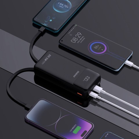 Powerbank 20000mAh 22.5W PD USB-C USB-A z wbudowanymi kablami iPhone Lightning USB-C - czarny Powerbank 20000mAh 22.5W PD USB-C USB-A z wbudowanymi kablami iPhone Lightning USB-C - czarny