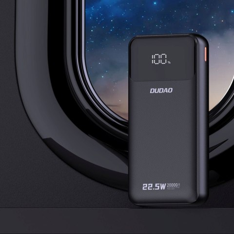 Powerbank 20000mAh 22.5W PD USB-C USB-A z wbudowanymi kablami iPhone Lightning USB-C - czarny Powerbank 20000mAh 22.5W PD USB-C USB-A z wbudowanymi kablami iPhone Lightning USB-C - czarny
