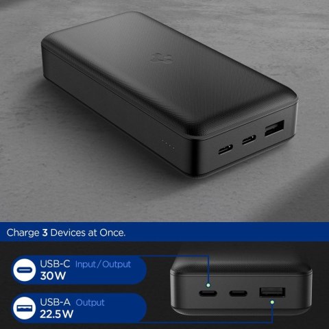 Powerbank 30000mAh 30W USB-A USB-C - czarny Powerbank 30000mAh 30W USB-A USB-C - czarny