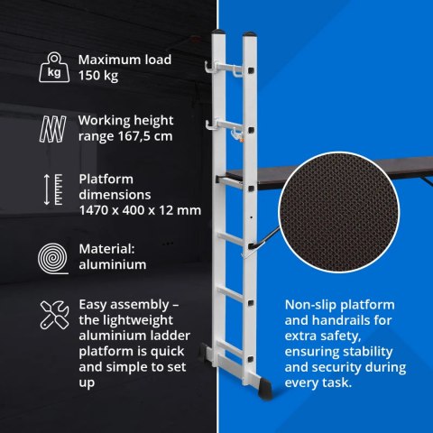 Rusztowanie drabinowe składane 3w1 do 2.73 m Rusztowanie drabinowe składane 3w1 do 2.73 m
