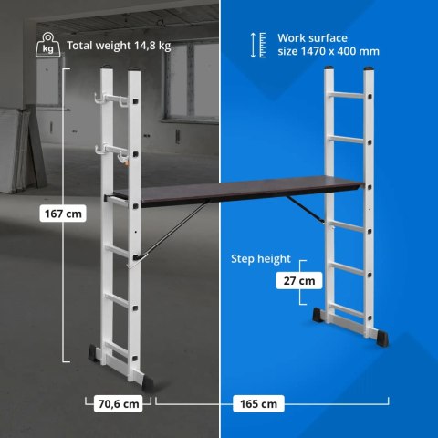 Rusztowanie drabinowe składane 3w1 do 2.73 m Rusztowanie drabinowe składane 3w1 do 2.73 m