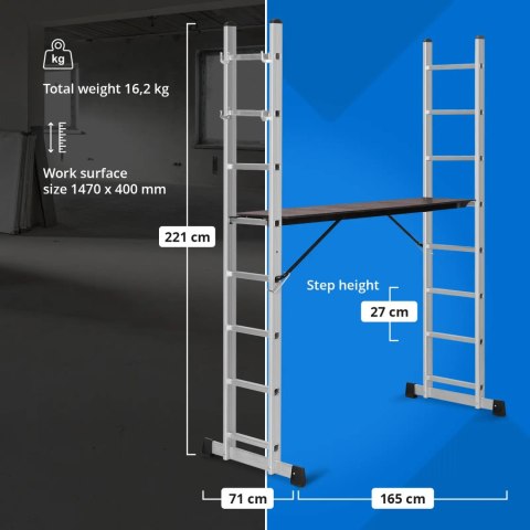 Rusztowanie drabinowe składane 3w1 do 3.8 m Rusztowanie drabinowe składane 3w1 do 3.8 m