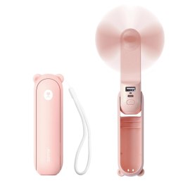 Wiatrak przenośny mini wentylator powerbank latarka USB-A USB-C 4500mAh - różowy