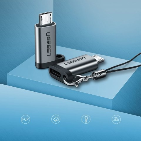 Adapter przejściówka z USB-C na micro USB - szary Adapter przejściówka z USB-C na micro USB - szary