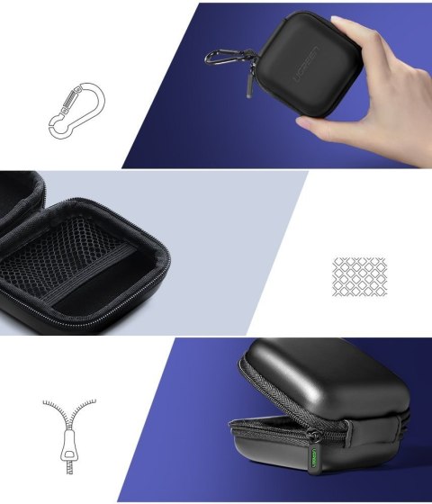 Etui pudełko na słuchawki i akcesoria GSM 8x8cm czarny Etui pudełko na słuchawki i akcesoria GSM 8x8cm czarny