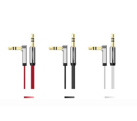 Płaski kabel przewód audio AUX 3.5mm mini jack 2m srebrny Płaski kabel przewód audio AUX 3.5mm mini jack 2m srebrny