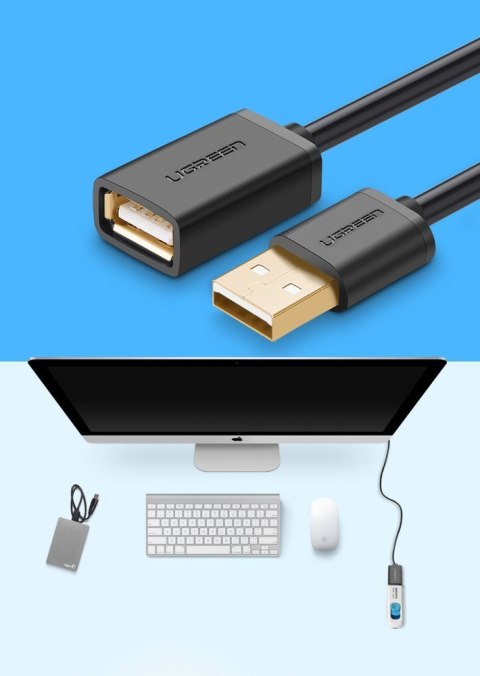 Przedłużacz do kabla przewodu USB 1m czarny Przedłużacz do kabla przewodu USB 1m czarny