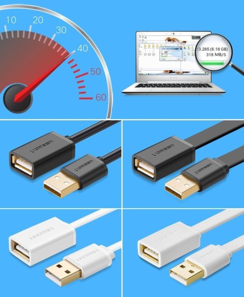 Przedłużacz do kabla przewodu USB 1m czarny Przedłużacz do kabla przewodu USB 1m czarny