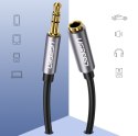 Przewód kabel przedłużacz do słuchawek AUX 3.5mm mini jack 1m srebrny Przewód kabel przedłużacz do słuchawek AUX 3.5mm mini jack 1m srebrny