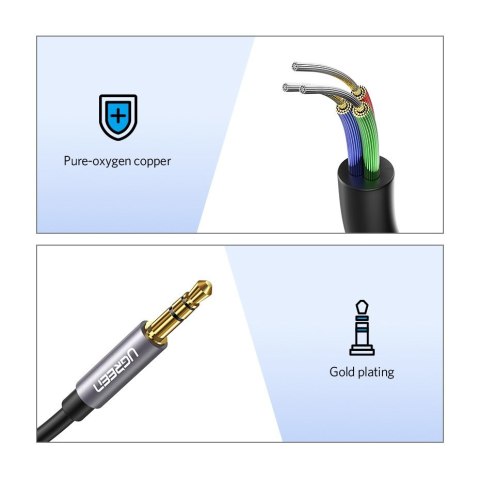 Przewód kabel przedłużacz do słuchawek AUX 3.5mm mini jack 1m srebrny Przewód kabel przedłużacz do słuchawek AUX 3.5mm mini jack 1m srebrny