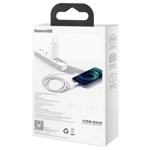 Superior kabel przewód USB Iphone Lightning 2.4A 1m Biały Superior kabel przewód USB Iphone Lightning 2.4A 1m Biały