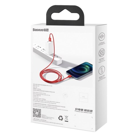 Superior kabel przewód do Iphone USB - Lightning 2.4A 1m czerwony Superior kabel przewód do Iphone USB - Lightning 2.4A 1m czerwony